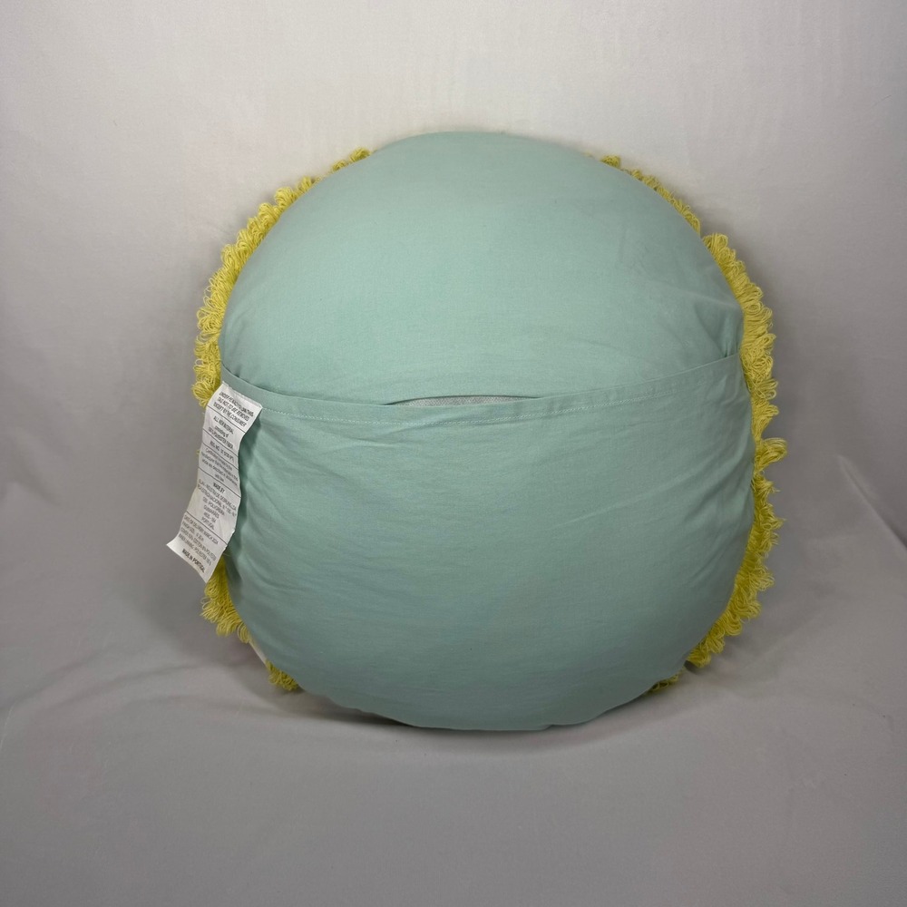 Elav The World Traveler Round Fringe Pillow 20in Blue Yellow Made in Portugal - Picture 2 of 5
